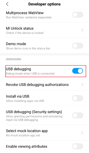 USB debugging